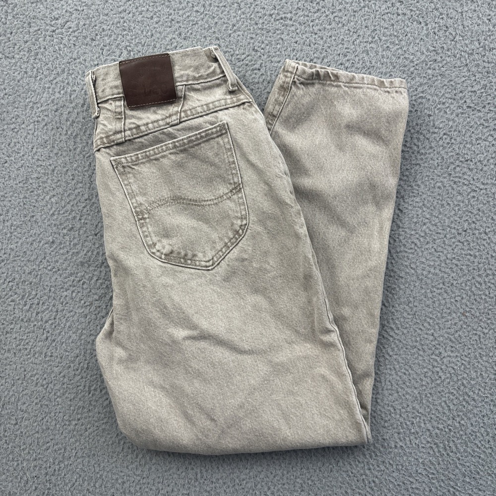 Vintage Riveted Lee Jeans Beige 90s Mom Jean USA Retro Women's 14 Petite x 27.5